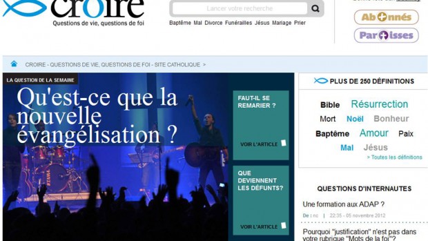 capture ecran du nouveau site croire.com 2012